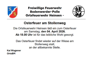Osterfeuer,Feuerwehr,Heinsen,2026