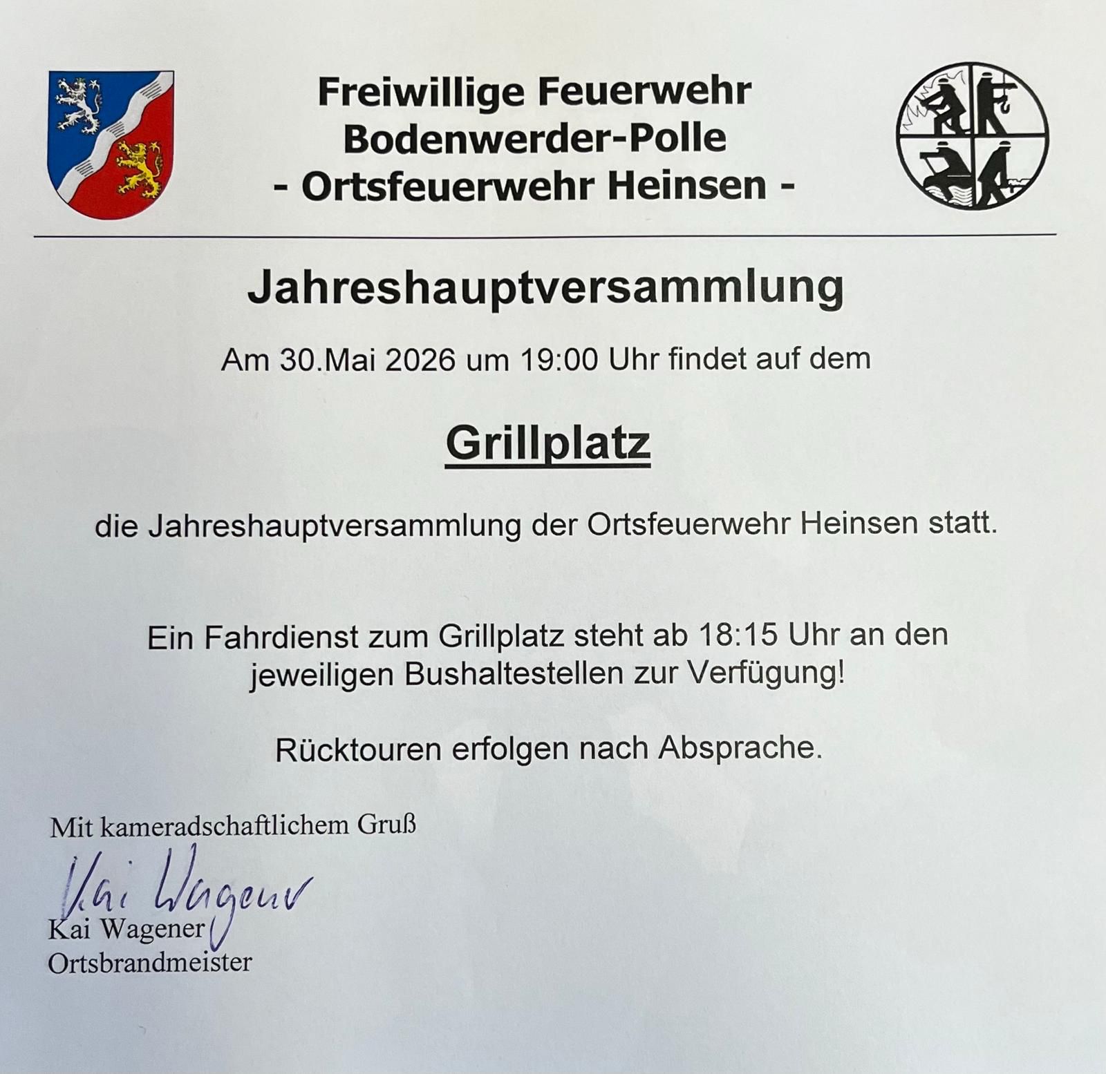 Feuerwehr, Versammlung, Grillplatz,Heinsen
