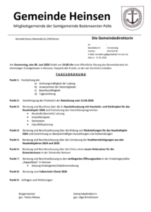 Ratssitzung, Heinsen, 2026,